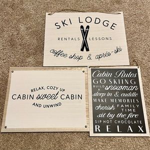 Target dollar spot wood ski/cabin signs